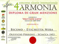 Biceno - Gran Menzione al 4° Concorso Oleario Internazionale "ARMONIA"